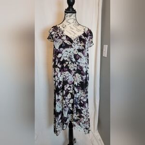 Simply Vera Wang Floral Print Dress in Purple and Black